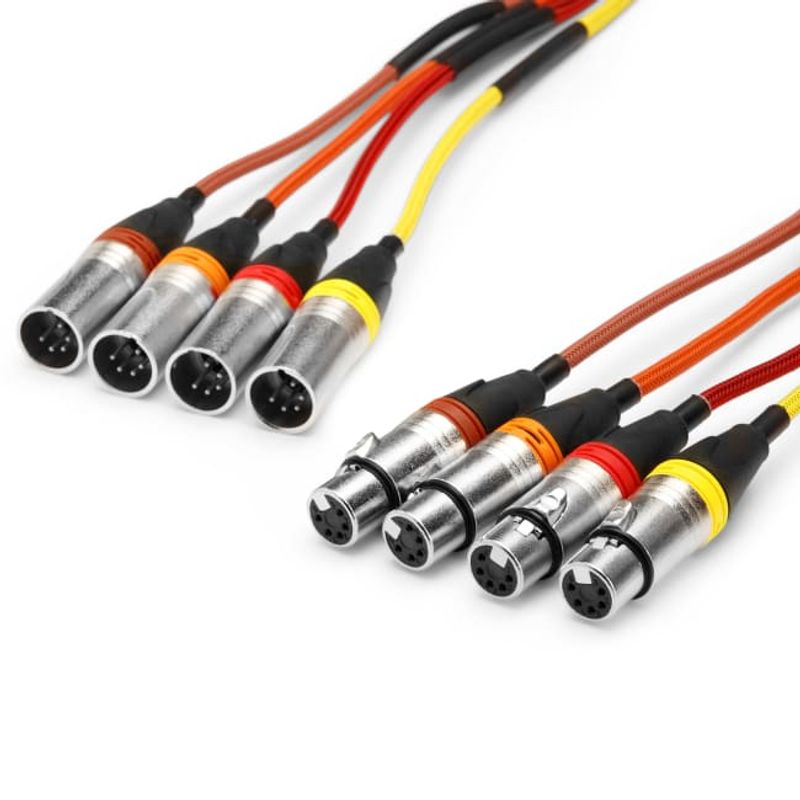 4-PAR DMX kabel 4 x XLR-F til 4 x XLR-M, 5P, 6m