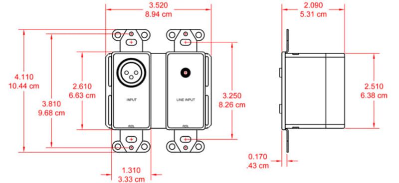 RDL Dante Veggpanel XLR Inn/Minijack Inn/2x Linje Ut Bak POE