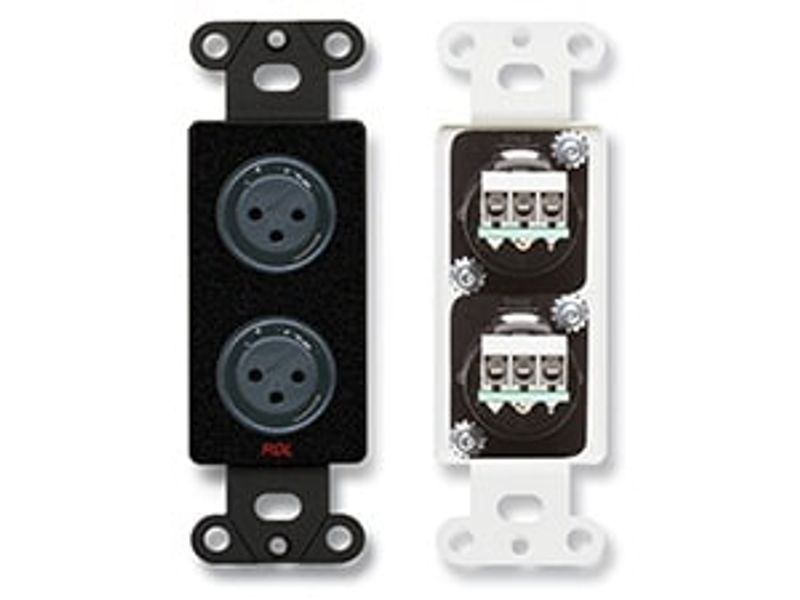 RDL Dual XLR 3-pin Female Jacks on D Plate - Solder type - Black