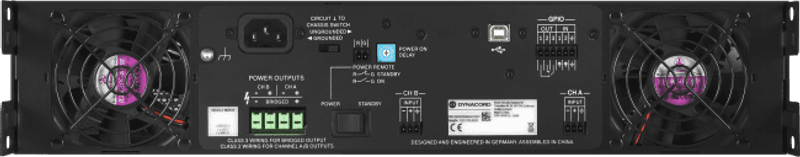 Dynacord Forsterker DSP 2x1800W 4ohm 2U Inst, 2xLavOhm eller 2x1
