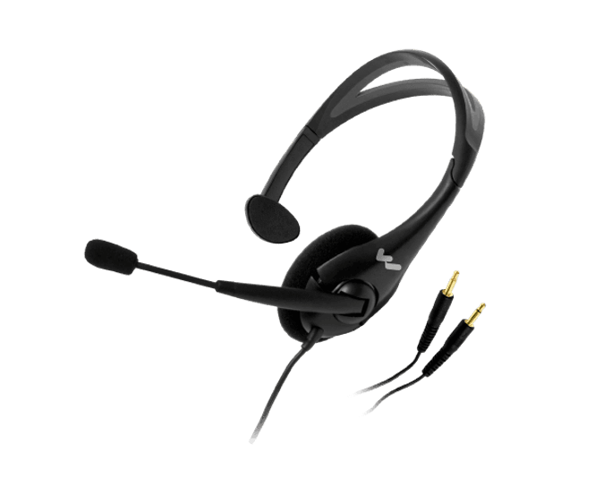 Hovedbilde Headset (hodetel.+mikr.) 1-klokke 1m kab / 2x3.5mm jack