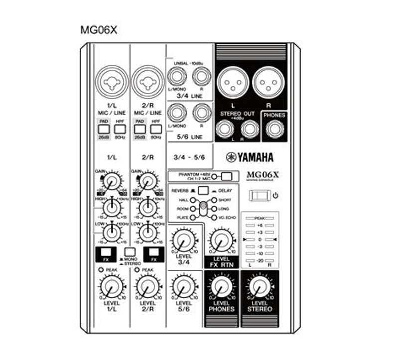 Yamaha Mikser Bord 2xMikrofon 2xStereo Linje Effekter