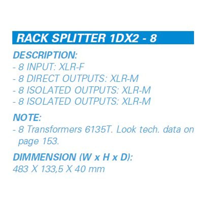 Pinanson Splitter XLR 8 Inn 3x8 ut, 3U