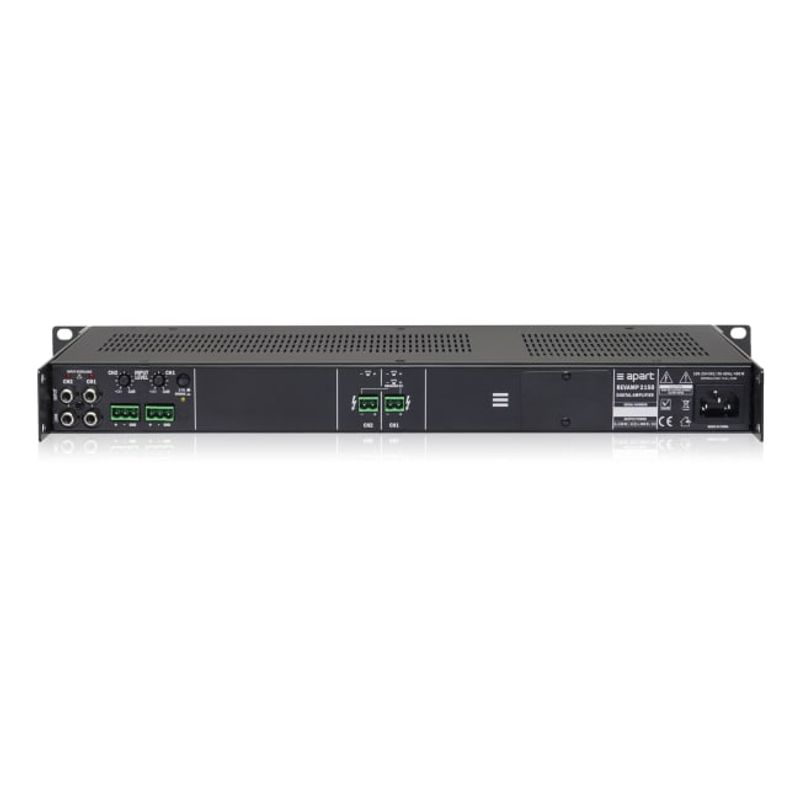 Forsterker 2x150W@4Ohm, eller 1x300W@8Ohm, vifteløs, 1U,19