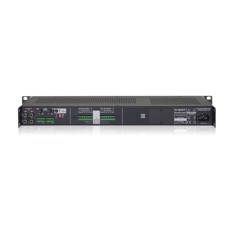 Forsterker 2x60W@100V/4Ohm,1x120W@100V/8Ohm,vifteløs,1U,19