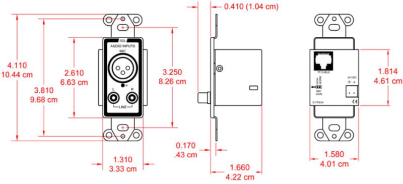 RDL Term.plate 1x XLRF+2x RCA Aktiv 3-par sender for USboks,hvit