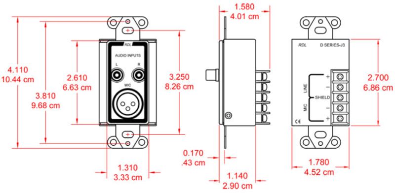 RDL Termineringsplate 1x XLRF 2x RCA trafobal. for US-veggboks