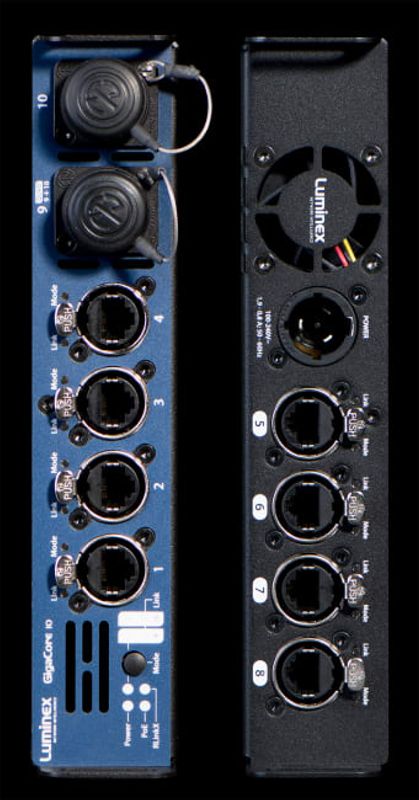 GigaCore10 switch, 8x1G ethercon+2xOpticalC DUO MM, AVB, PoE