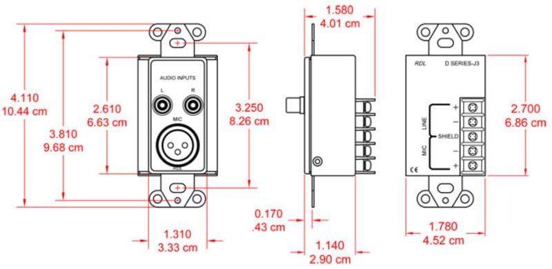 RDL Termineringsplate 1x XLRF 2x RCA trafobal. for USboks, sort