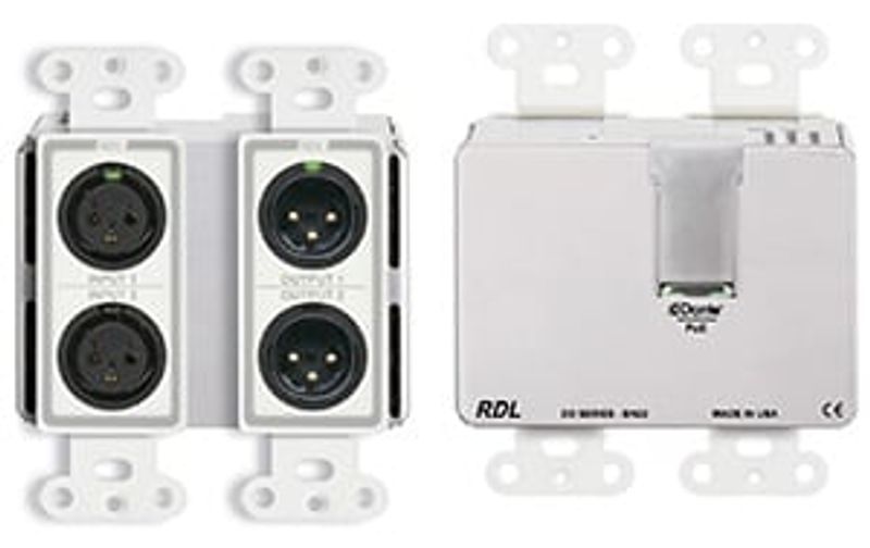 RDL Dante Veggpanel 2xXLR Inn/2x XLR Ut POE hvit