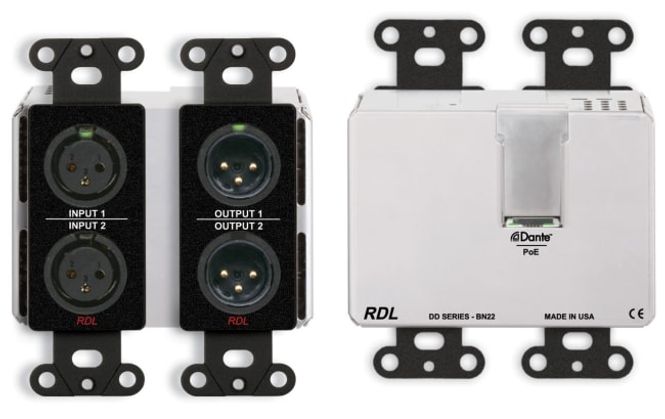 Hovedbilde Dante Veggpanel 2xXLR Inn/2x XLR Ut POE Sort