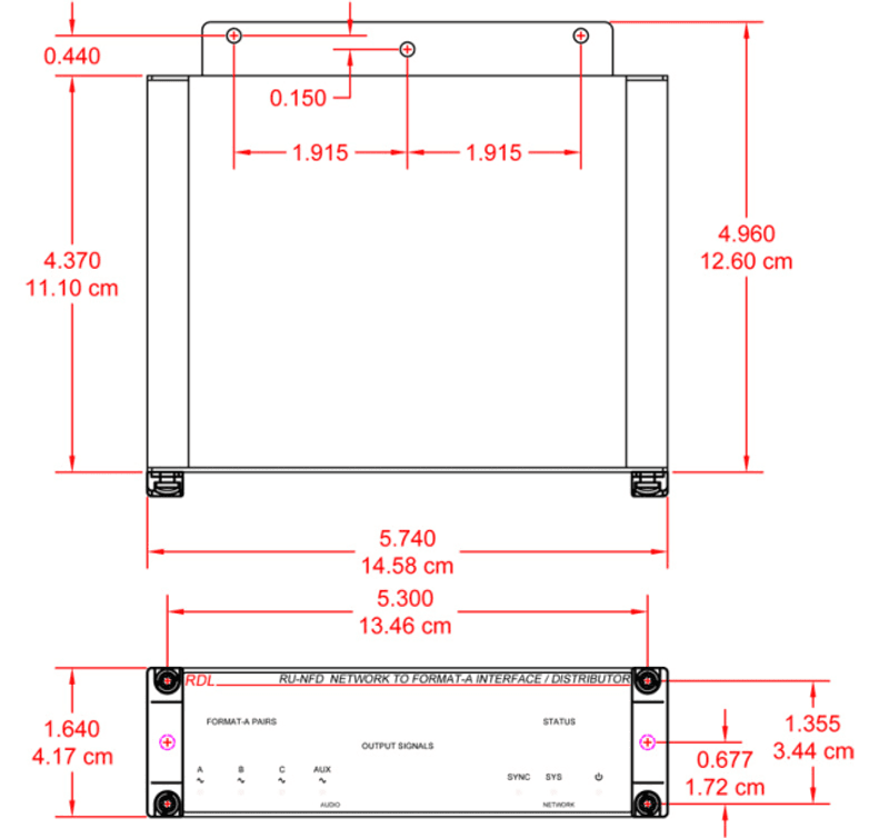 RDL Dante Format A 3 Kanaler + lokal Aux Ut