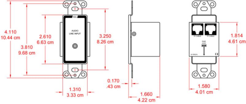 RDL Term.plate 1 x 3.5mm jack 1-par sender