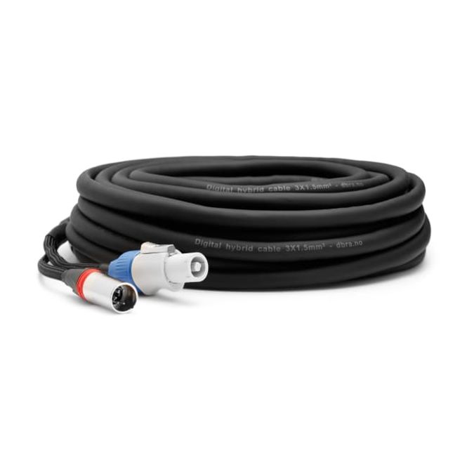 Hovedbilde Hybridkabel DMX powercon 1,5mm2 + 5P XLR, 9m