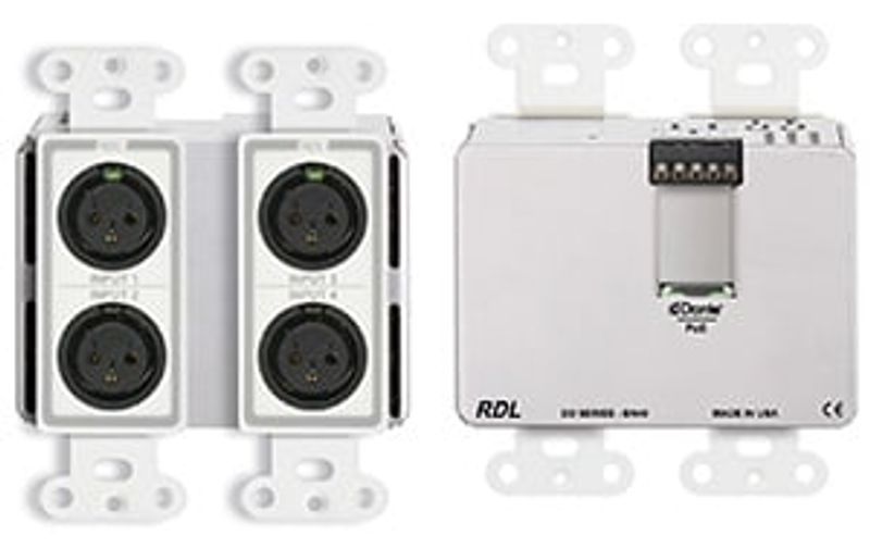 RDL Dante Veggpanel 4xXLR Inn/2x Linje Ut Bak POE, sort